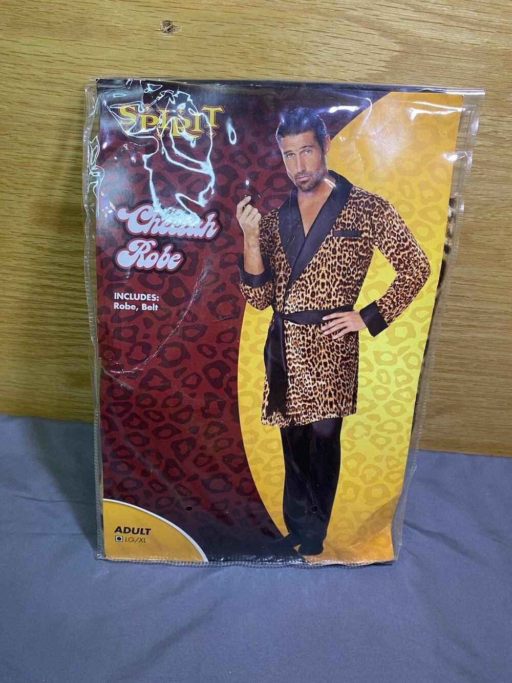 Spirit Halloween Cheetah Robe and Belt Costume Size LG/XL
